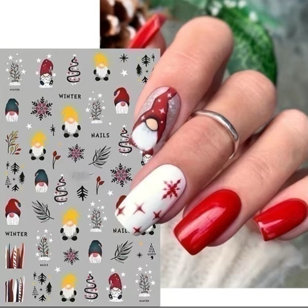 Winter Christmas Gnomes Nail Wraps Stickers